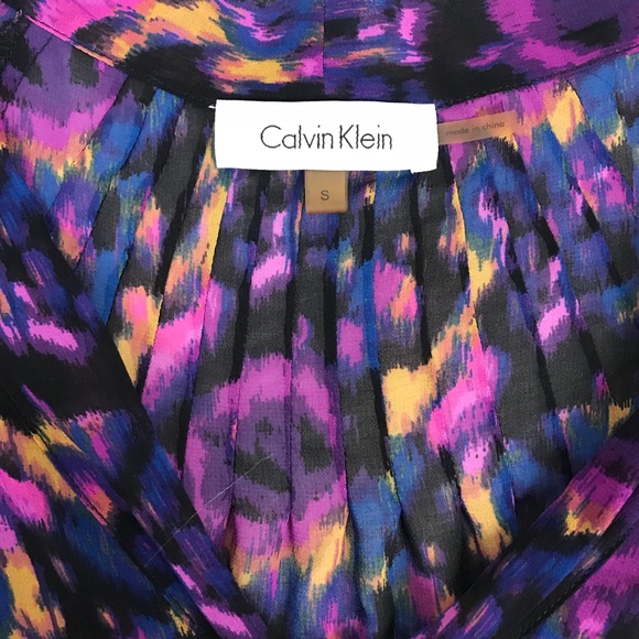 Calvin Klein Keyhole Neck Bow Cap Sleeve Sheer Top - Picture 4 of 5